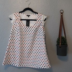 CITY CHIC POLKA DOT FRILL SLEEVE NWT SHIRT S-XS
